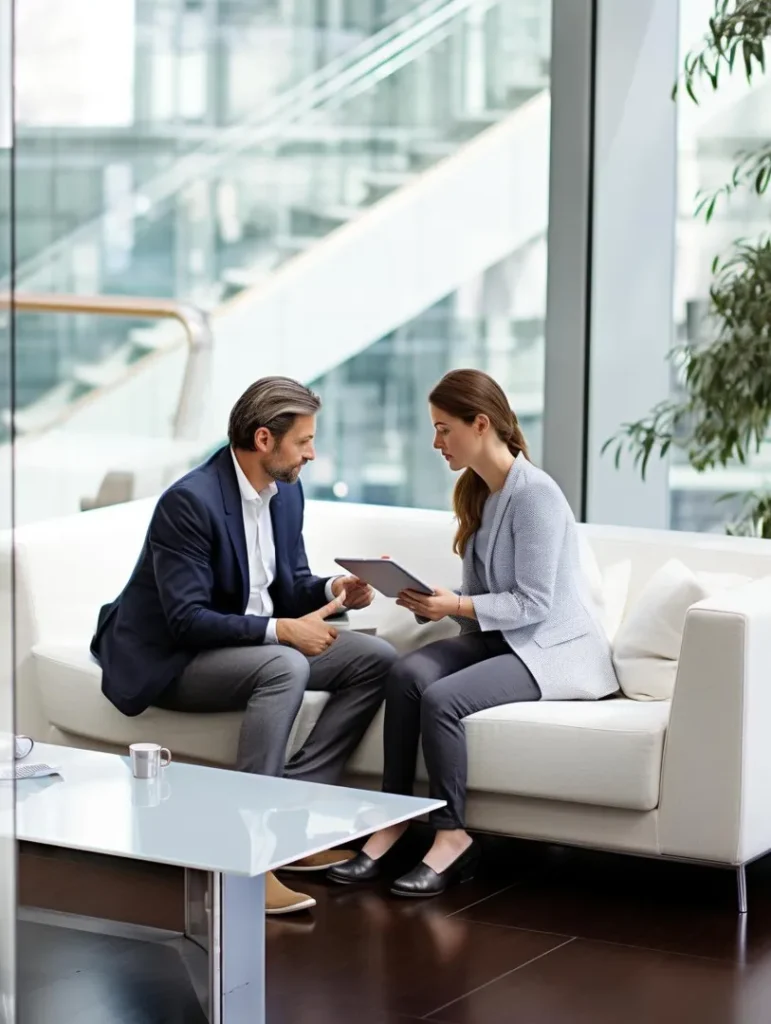 Individual discussing dental courses with a consultant